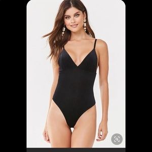 Forever 21 - Black Velvet Bodysuit -  Large